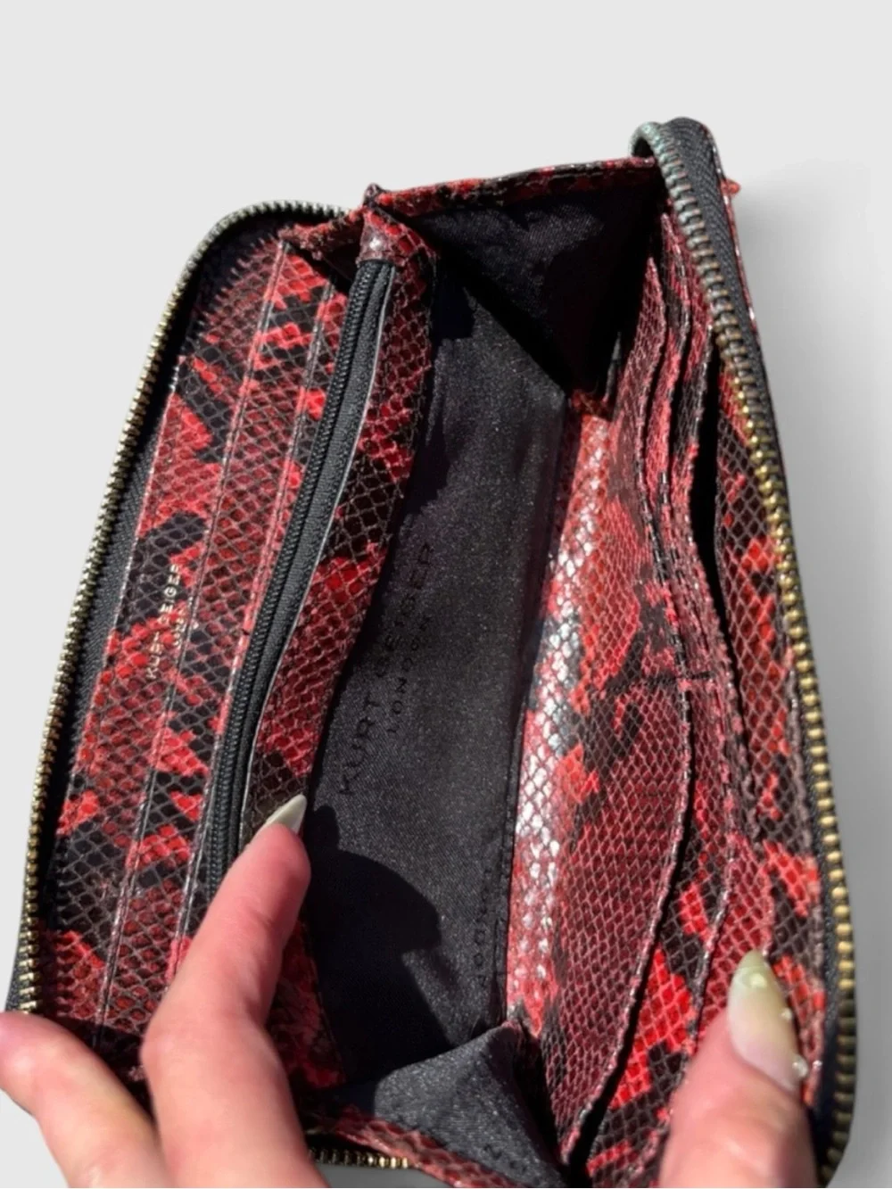 Kurt Geiger RARE Red and Black Snake-Print Long Wallet